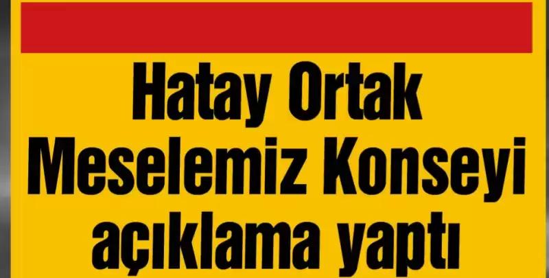 HATAY ORTAK MESELEMİZ KONSEYİ'NDEN DİKKAT ÇEKEN AÇIKLAMA!