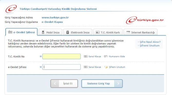 E-DEVLET'TEN BİR KOLAYLIK DAHA!